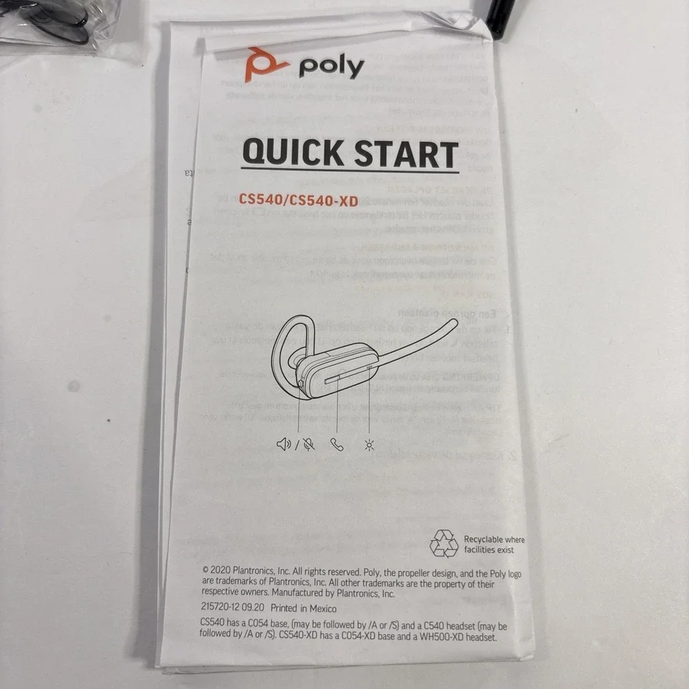 PPoly Spare CS540 Headset (89549-01) – Without Charging Base